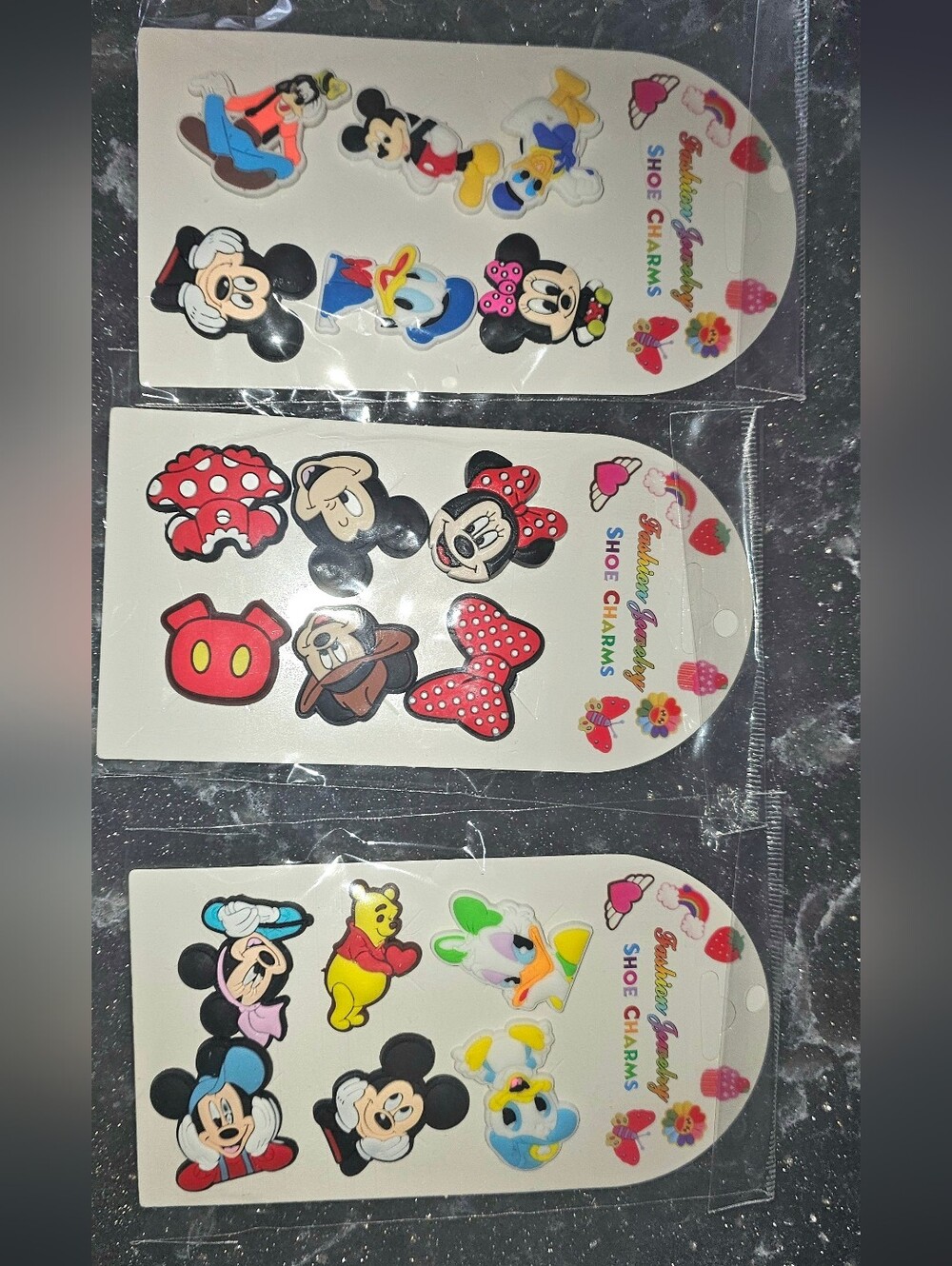 18 Disney Theme Kids Shoe Charms Pack - Minnie & Mickey Character Clips - New